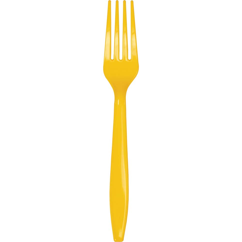 Schoolbus Yellow Plastic Forks 24ct
