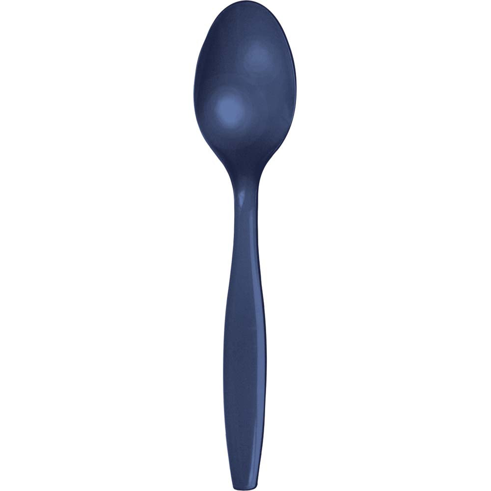 Navy Blue Plastic Spoons 24ct