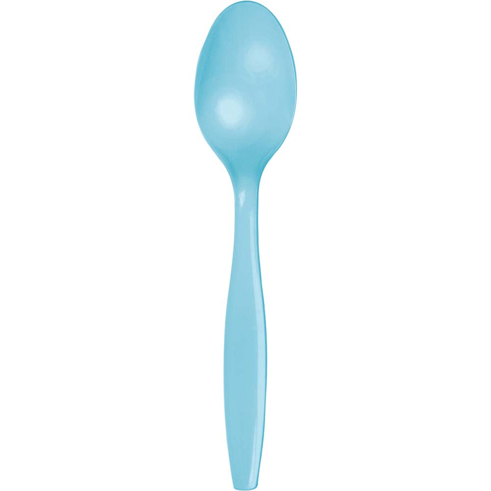 Pastel Blue Plastic Spoons 24ct