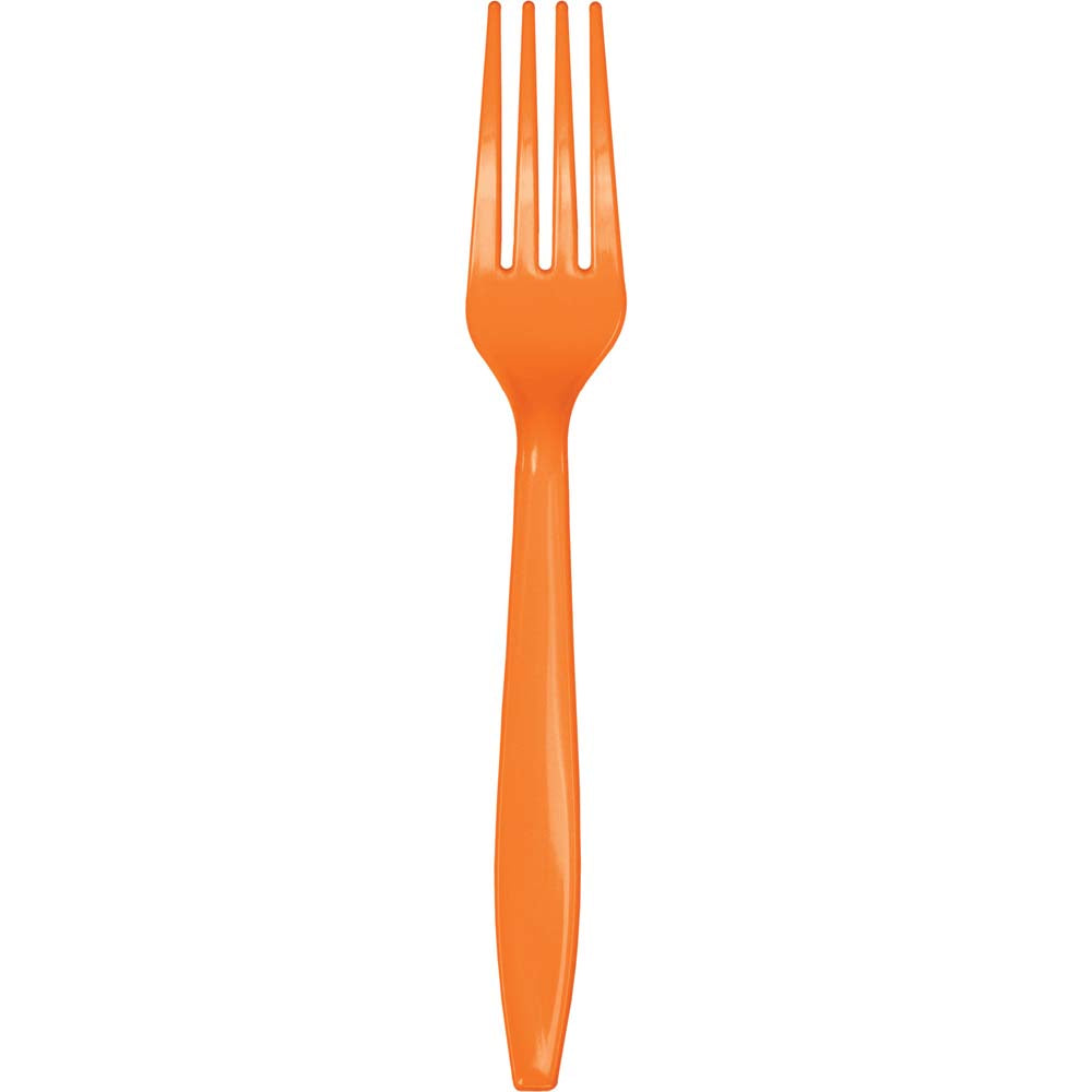 Orange Plastic Forks 24ct