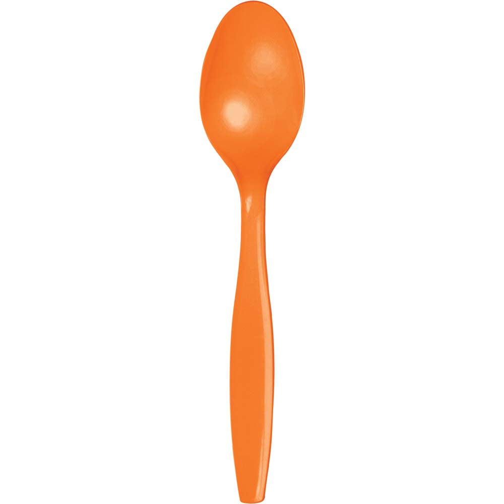 Orange Plastic Spoons 24ct