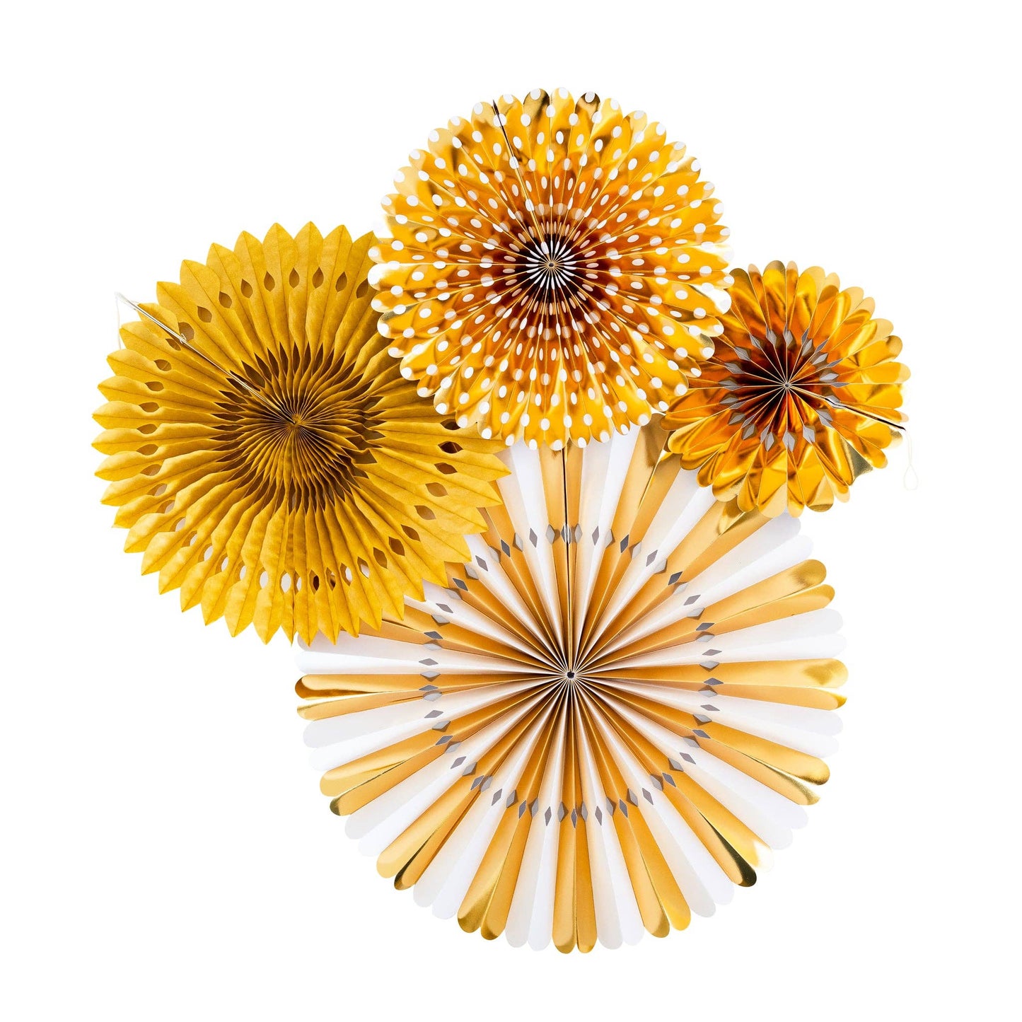 Gold and White Party Fan Set