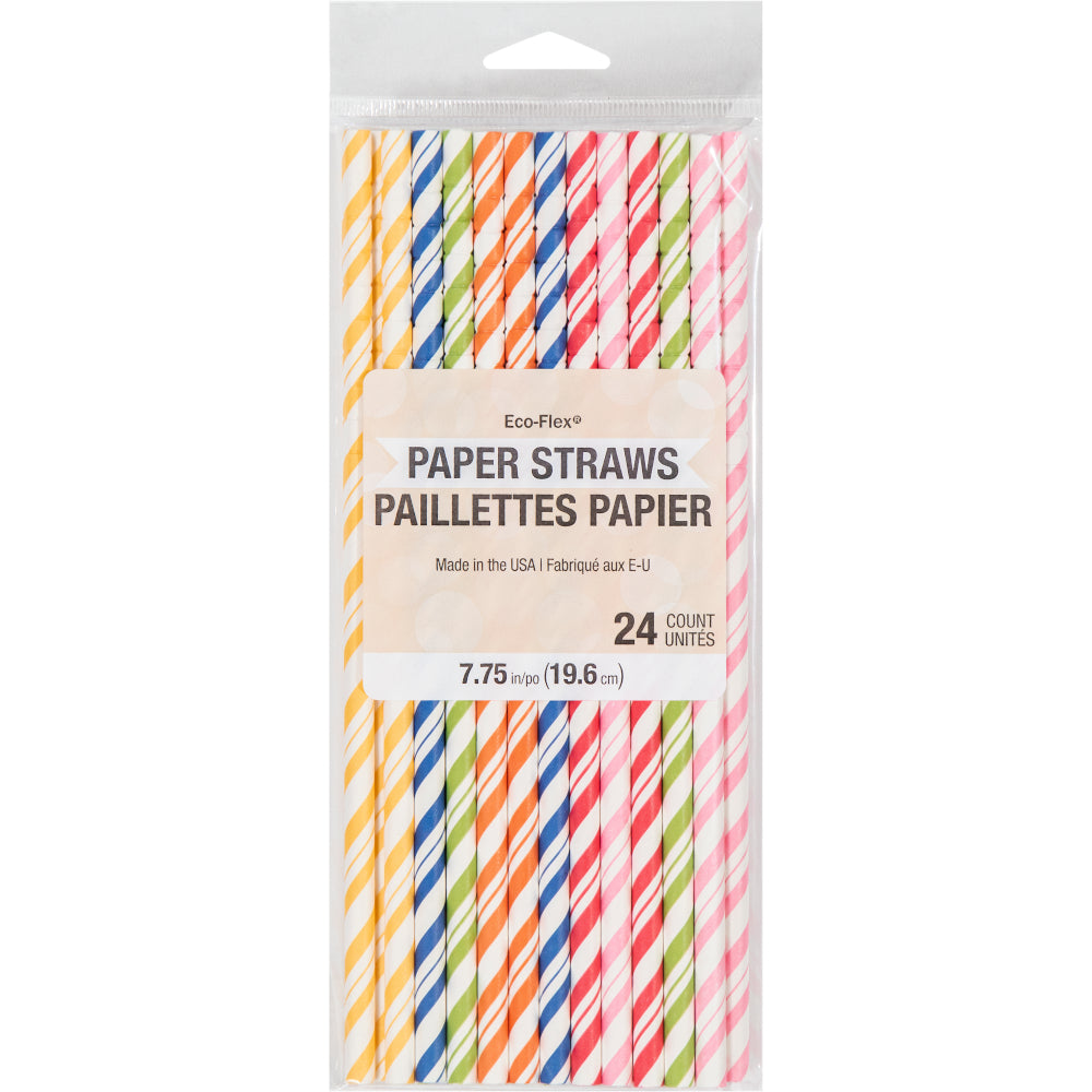 Striped Paper Straws 24ct - Assorted