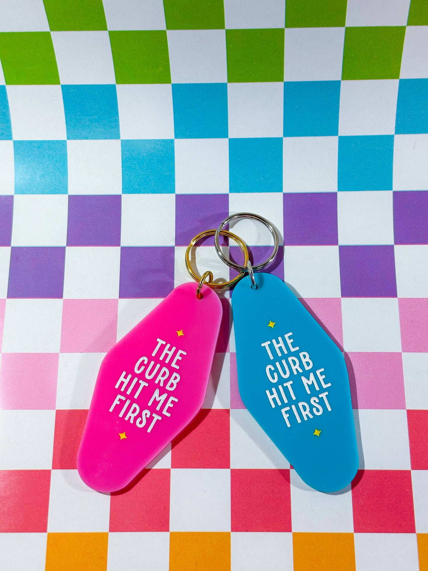 The Curb Hit Me First - Engraved & Hand Painted Keychain!