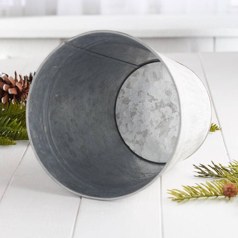 7" Weathered "Merry Christmas" Embossed Metal Bucket