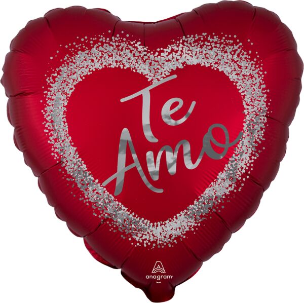#445 Satin Te Amo Red Burst 18in Balloon