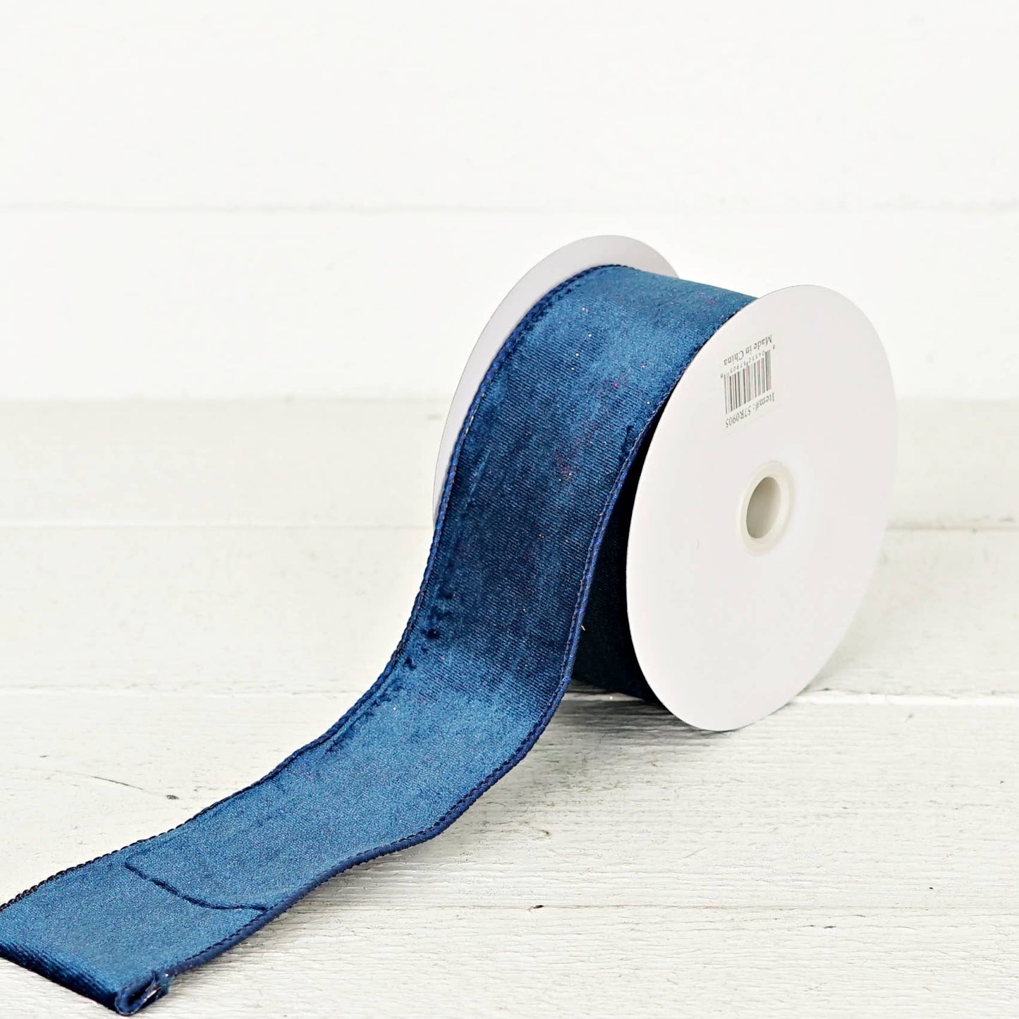2.5inWx10Yard Wired Ribbon-Navy Blue Velvet/Blue W