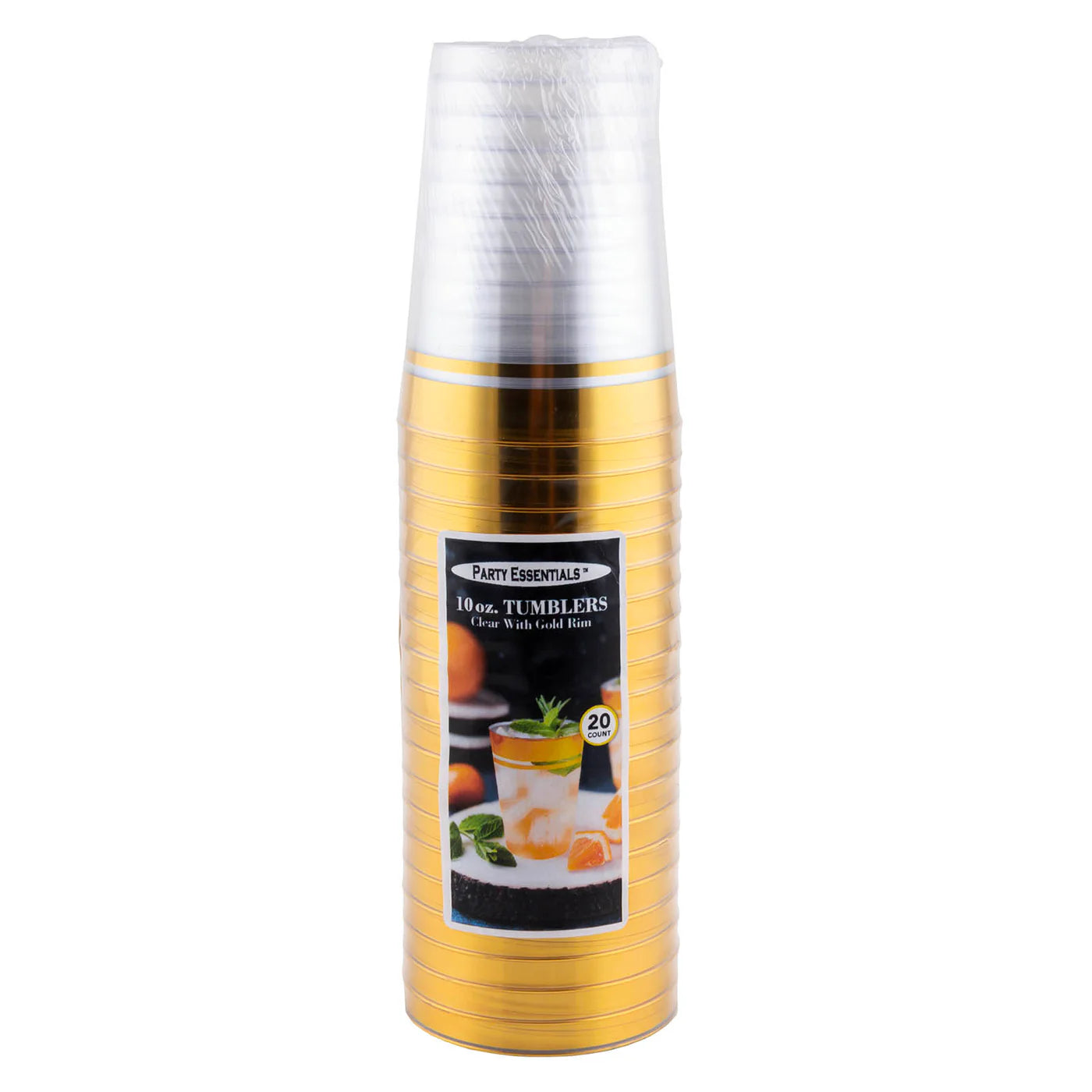 Premium Tumblers Clear w/Gold Rim 20 Ct.
