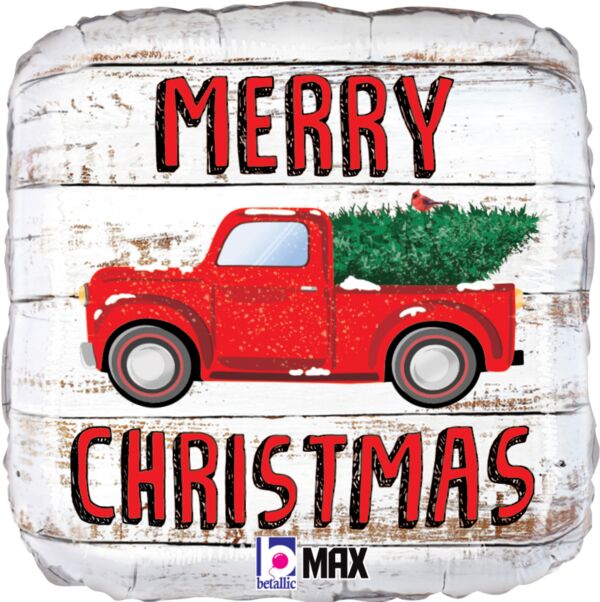 S18 Merry Christmas Truck 18In Balloon