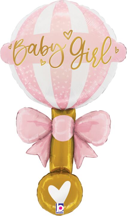 #521 Satin Baby Girl Rattle 35in Balloon