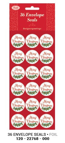 XMAS Merry Christmas Sticker Seals 36ct