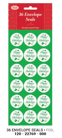 XMAS Happy Holidays Sticker Seals 36ct