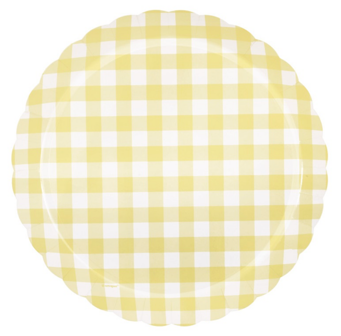 Fresh Daisy Gingham Scalloped Edge 8.25in Plates 8ct - Foil Stamping