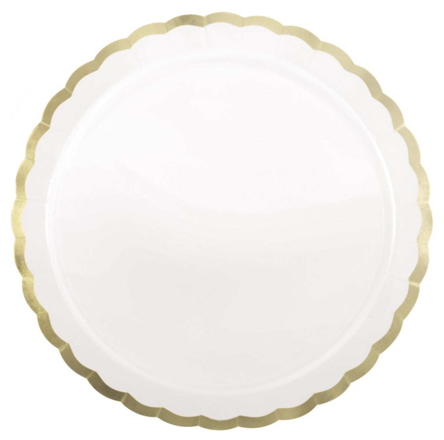 Fresh Daisy White & Gold Scalloped Edge 8.25in Plates 8ct - Foil Stamping