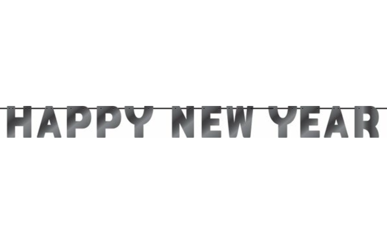 Happy New Year Banner - Black OPP