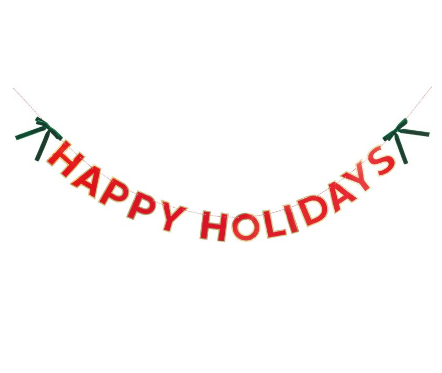 Velvet Bow and Diecut Happy Holidays Garland 7.5 ft