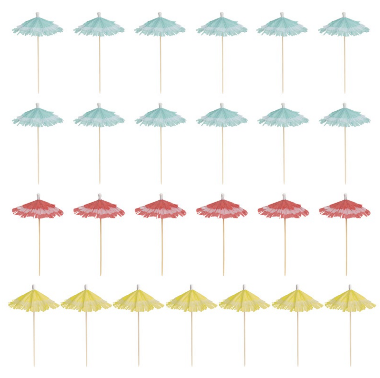 Assorted Fringed Paper and Birch Drink Umbrellas 25ct
