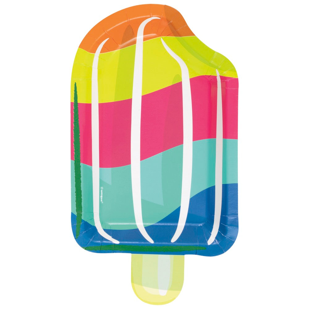 Summer Fun Ice Pop Shaped 5x9 Plates 8ct