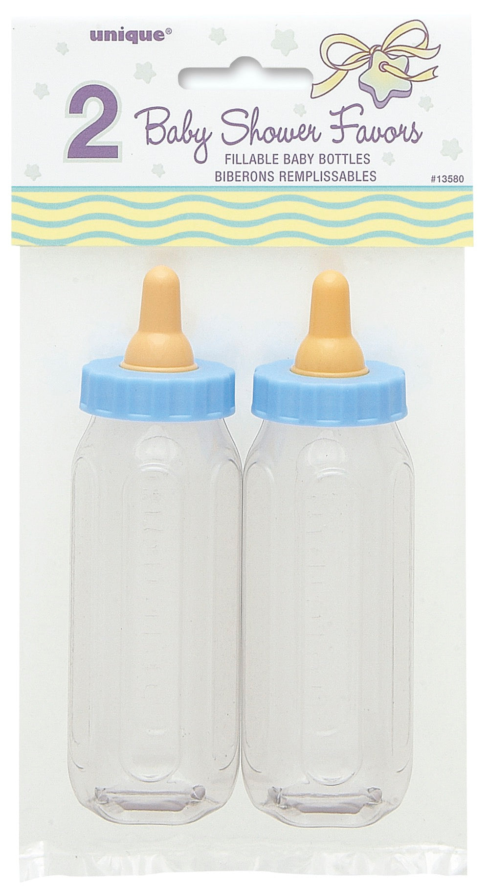 Blue Fillable Baby Bottle Favor 5in 2ct