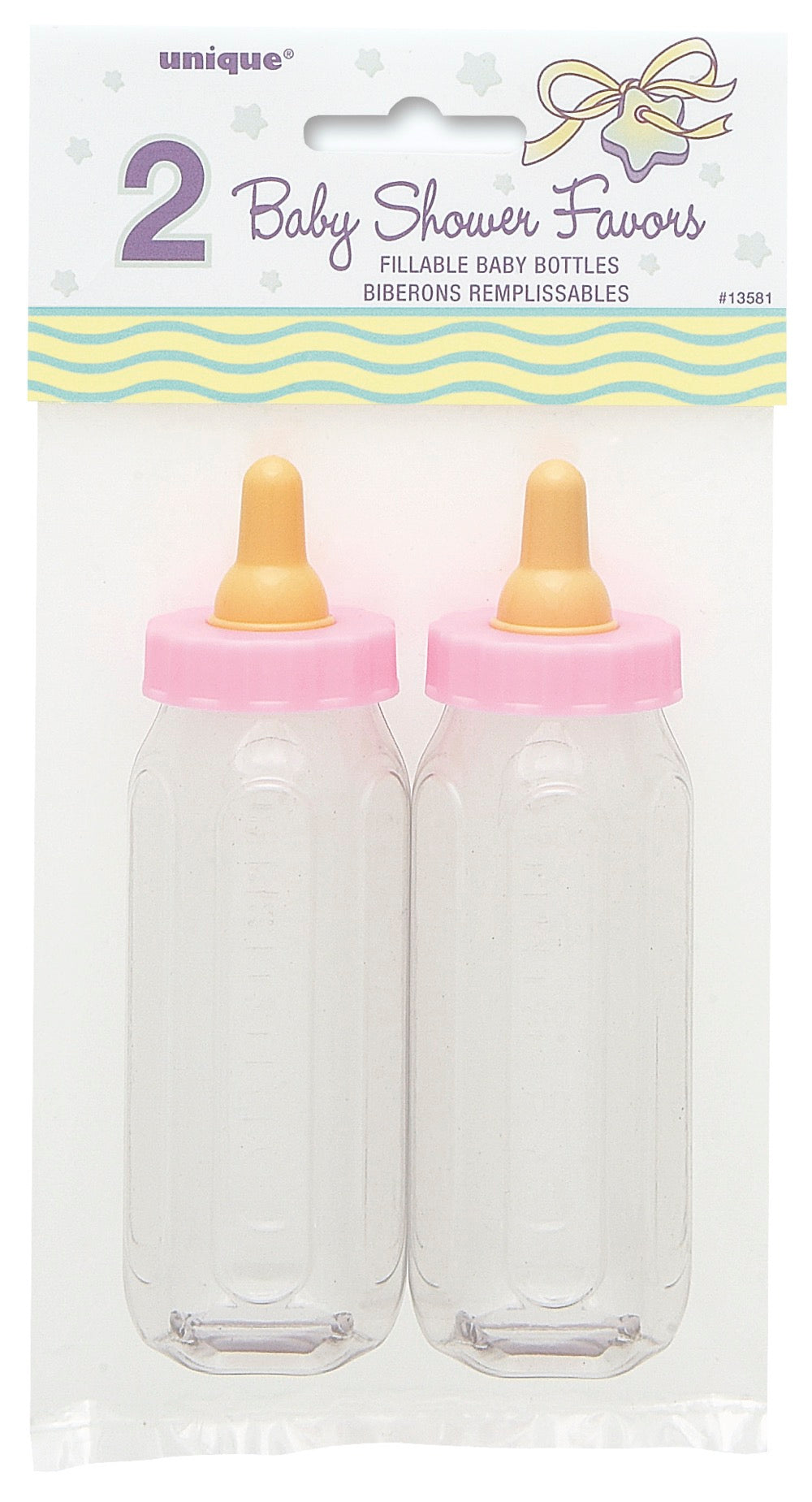 Pink Fillable Baby Bottle Favor 5in 2ct