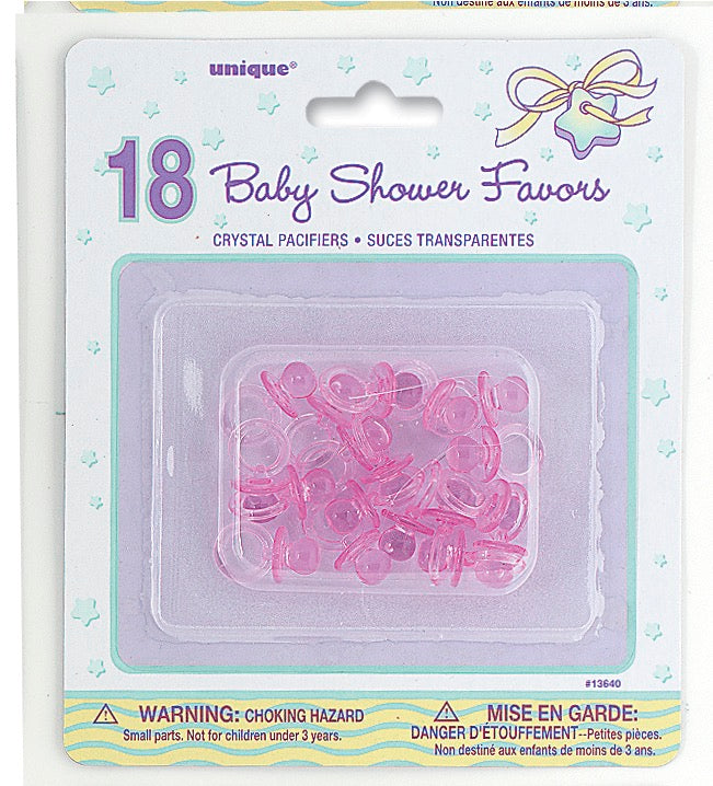 Pink Crystal Pacifier Favors 1in 18ct