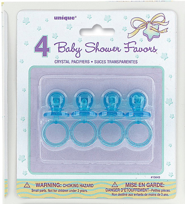Blue Crystal Pacifier Favors 2in 4ct
