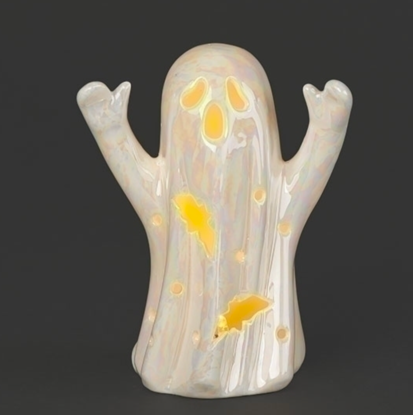Lighted Pearlized Ghost With Bat Cutouts