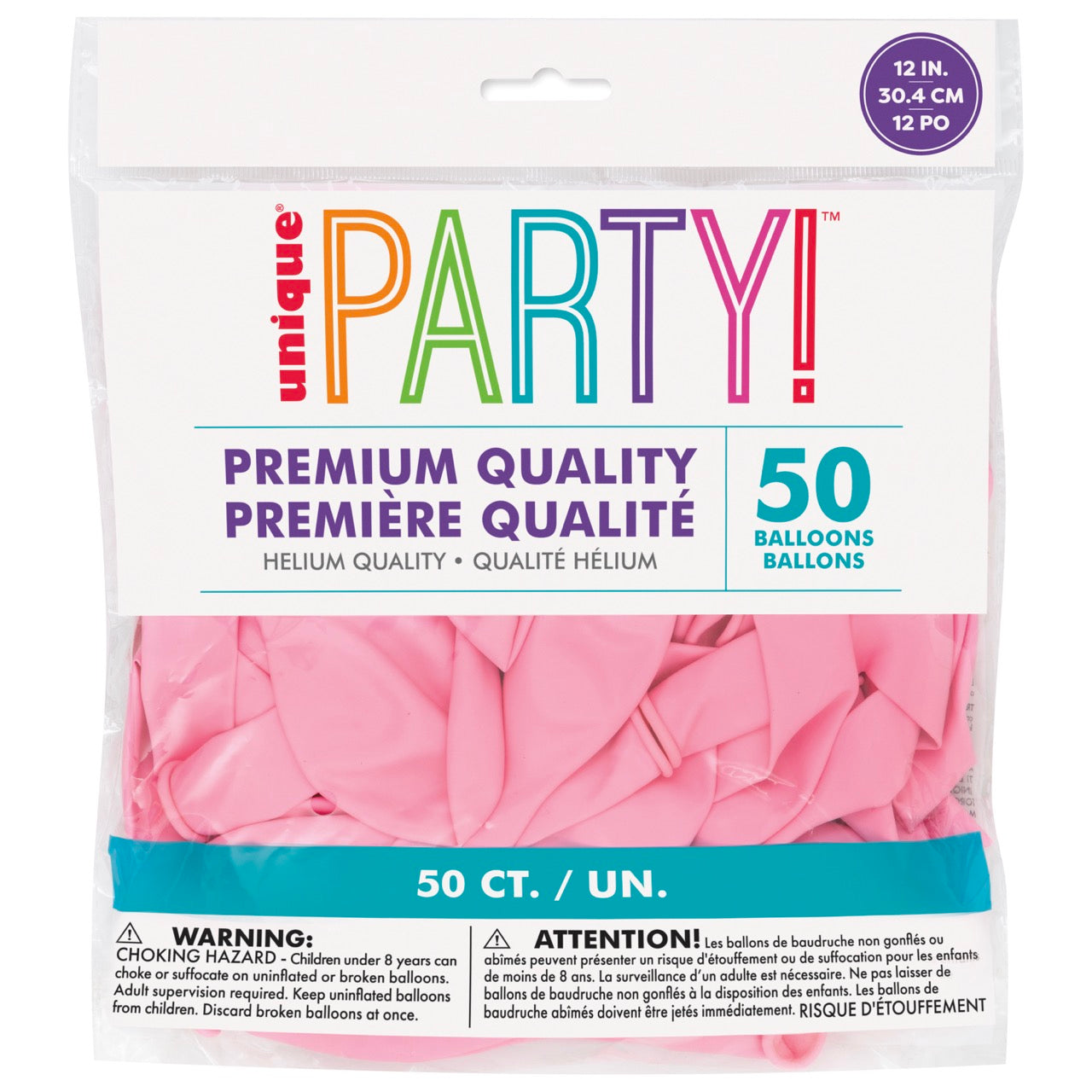 12in Packaged Premium Latex Balloons 50ct - Rich Pink