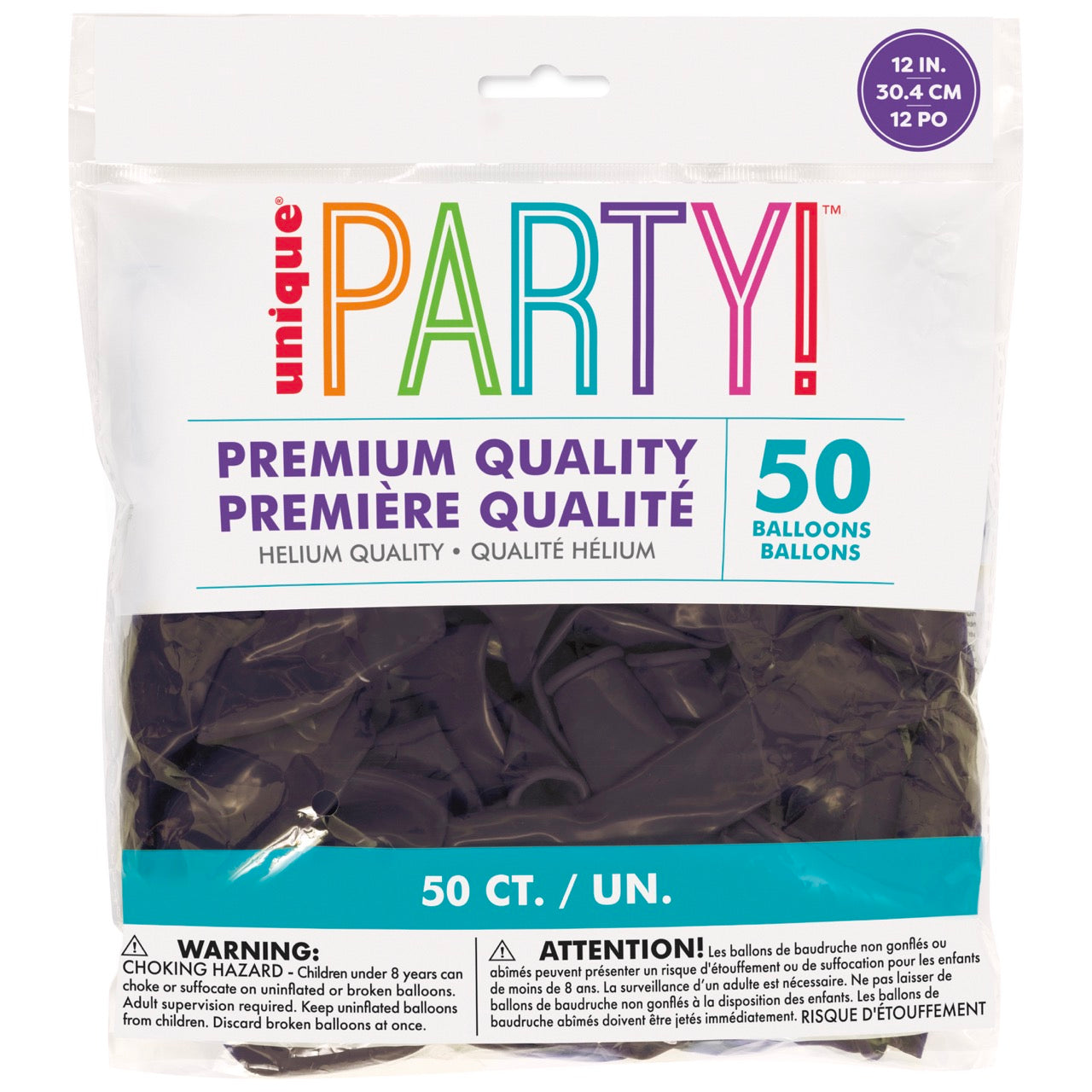 12in Packaged Premium Latex Balloons 50ct - Black