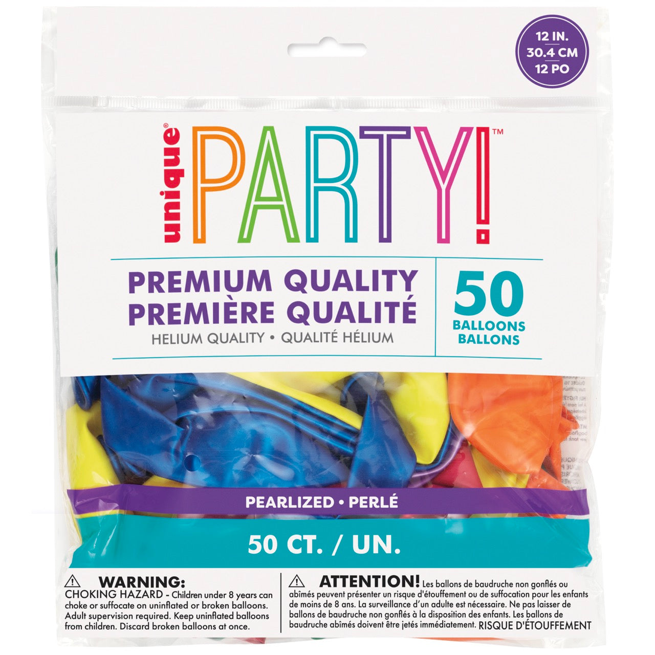 12in Packaged Premium Latex Balloons 50ct - Assorted Pearlized