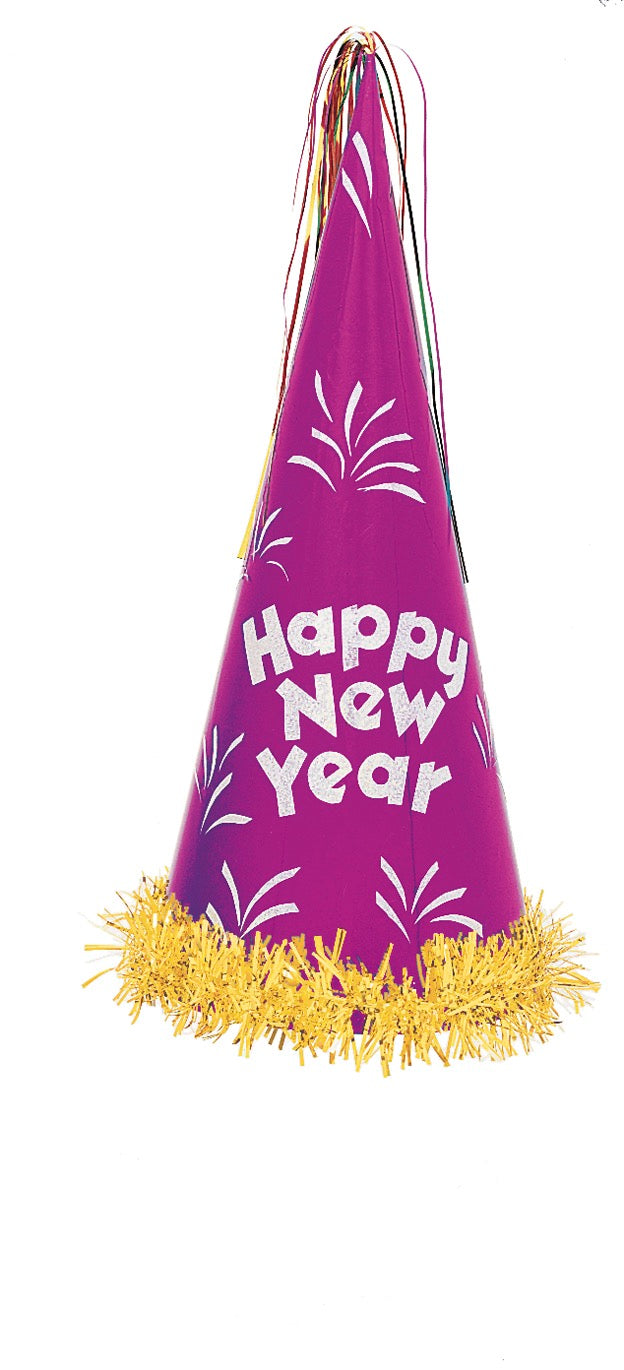 New Years Giant Glitter Cone Party Hat - 1 Assorted Color