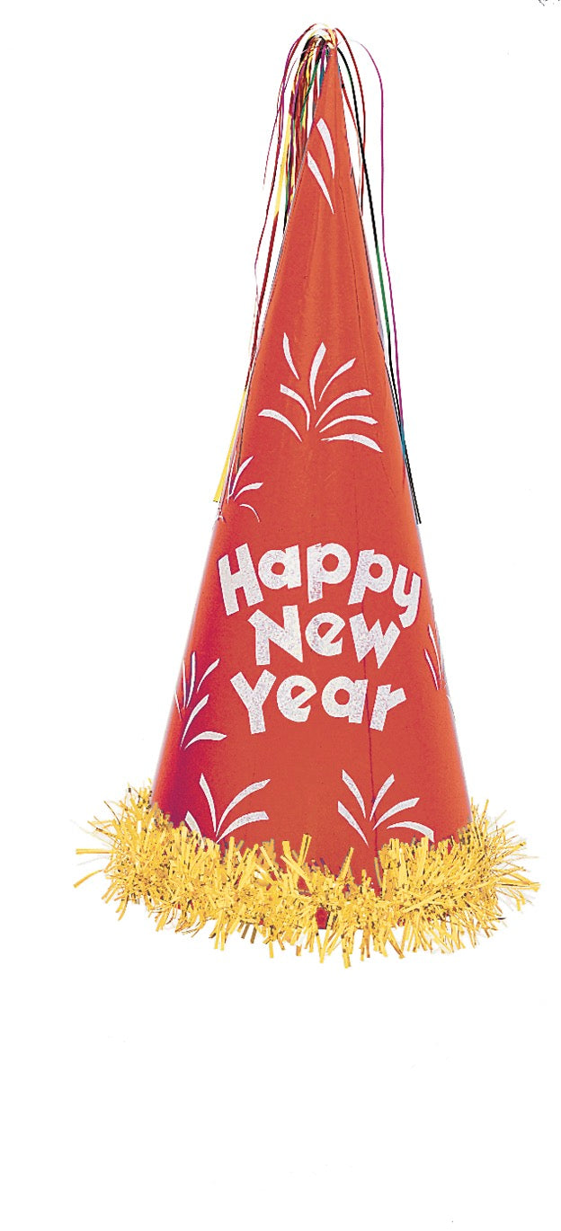 New Years Giant Glitter Cone Party Hat - 1 Assorted Color