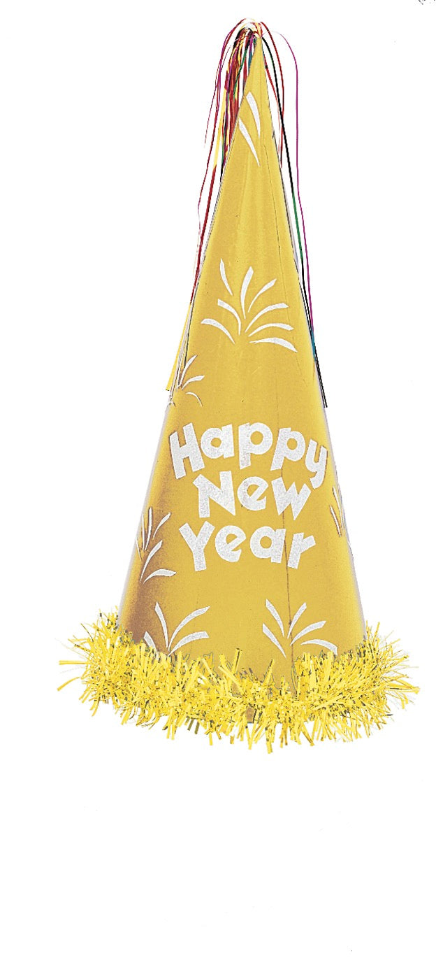 New Years Giant Glitter Cone Party Hat - 1 Assorted Color