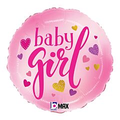 Baby Girl Pink Hearts 18in Mylar Balloon