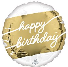 Gold Birthday 18in Mylar Balloon