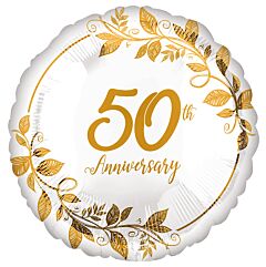 50th Gold Anniversary 18in Mylar Balloon