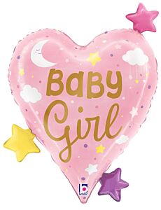Baby Girl Heart Stars 25in SuperShape Balloon