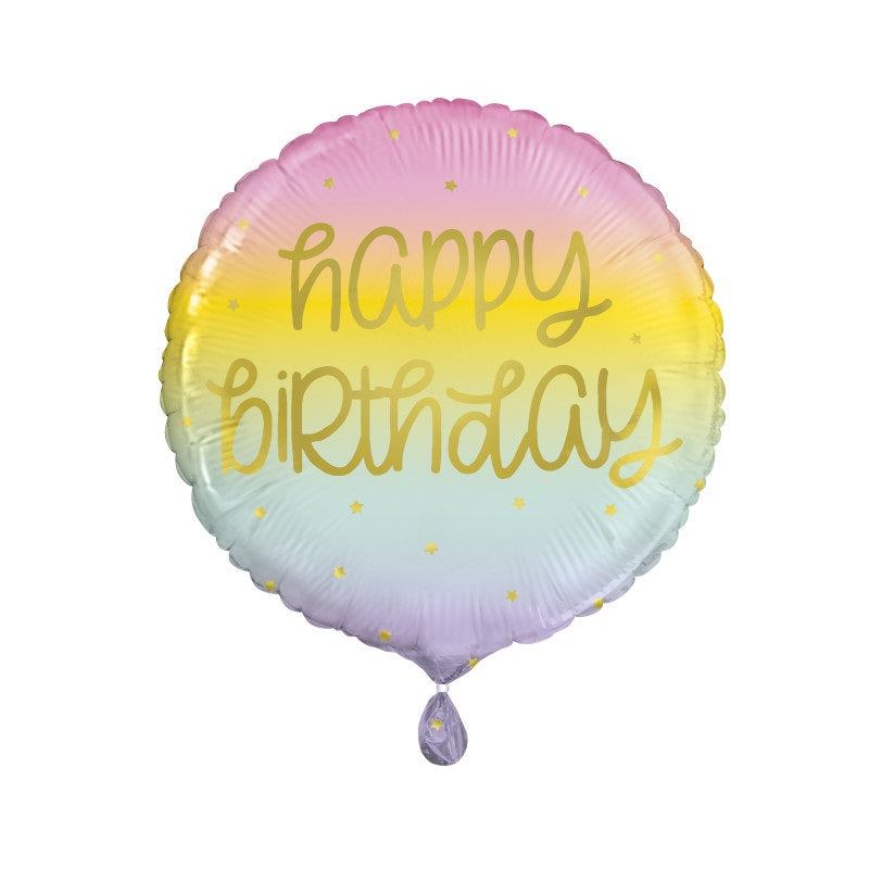 Rainbow Ombre Birthday 18in Mylar Balloon