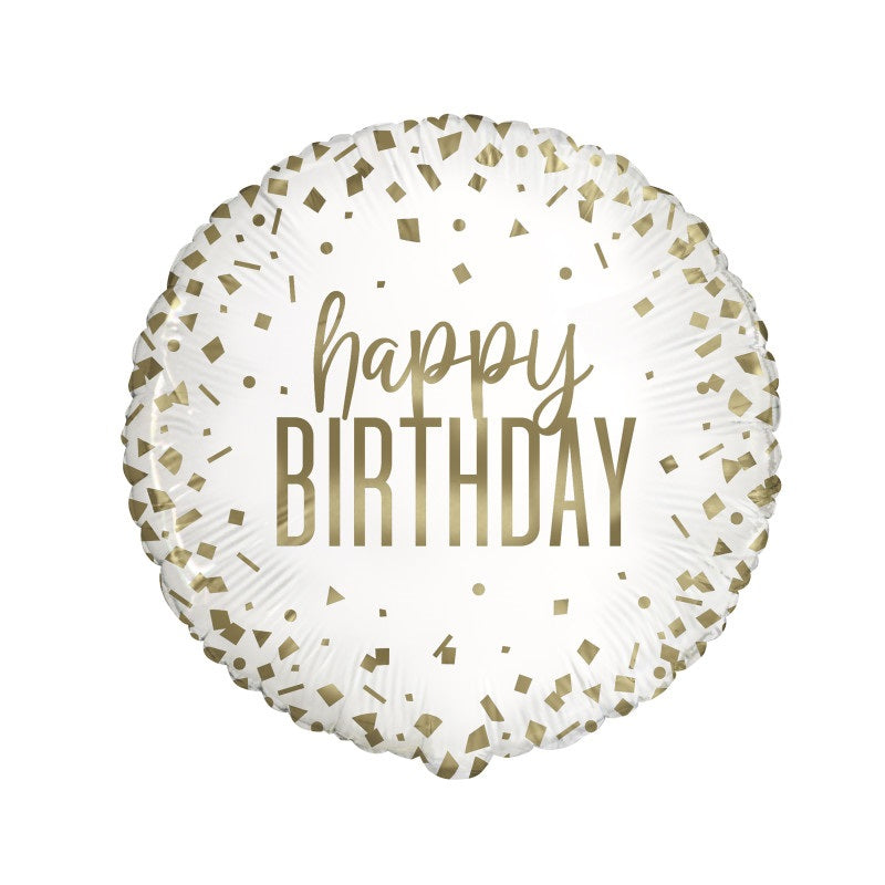 Gold Confetti Birthday 18in Mylar Balloon