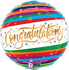 Congratulations Fun Stripes 18in Mylar Balloon