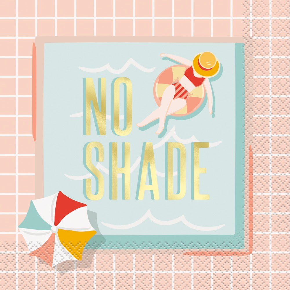 Poolside Summer No Shade Lunch Napkins 16ct - Foil Stamping