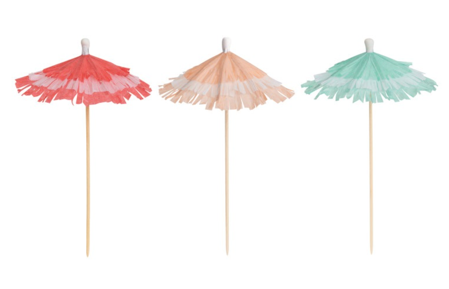 Poolside Summer Fringed Paper & Birch Drink Umbrellas 25ct