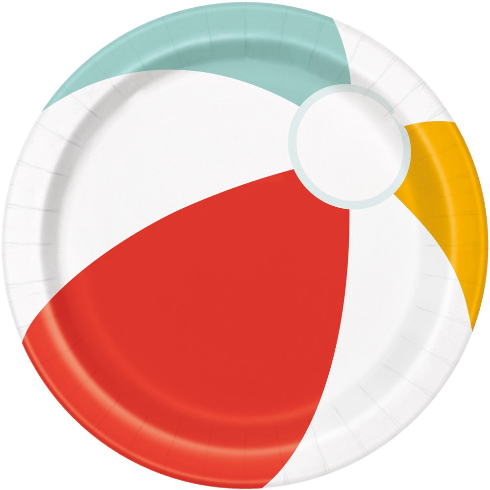Poolside Summer Beach Ball Round 9in Dinner Plates 8ct