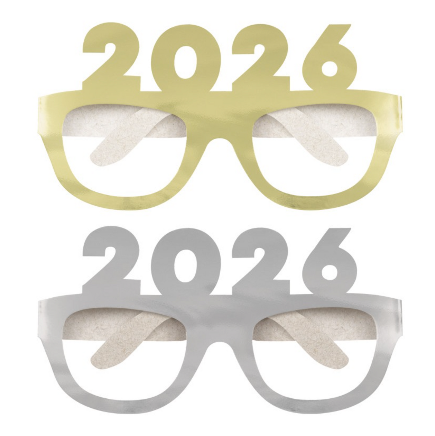 2026 Gold & Silver Foil Board Novelty Glasses 4ct
