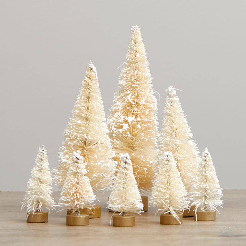 Frosted Cream Bottle Brush Sisal Trees (Bag of 8)