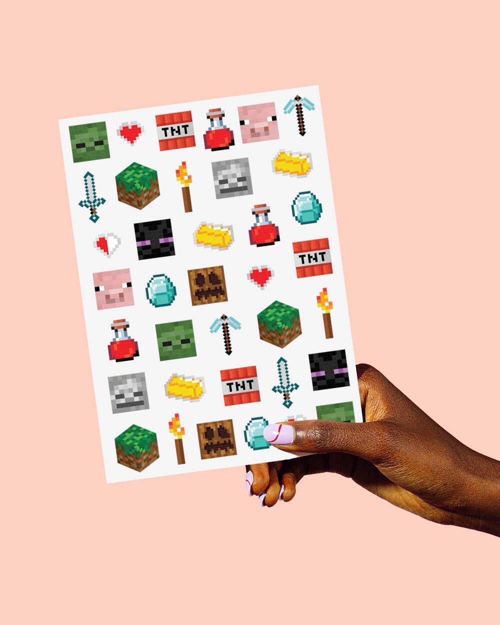 Pixel Minecraft Temporary Tattoos 74ct