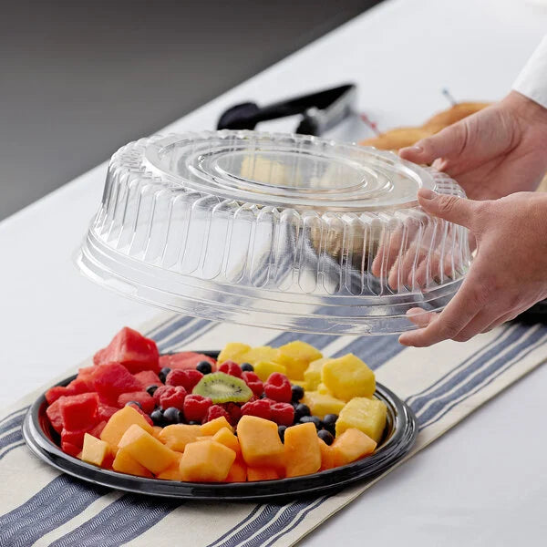 Clear 12in Plastic Crystal Cut High Dome Lid