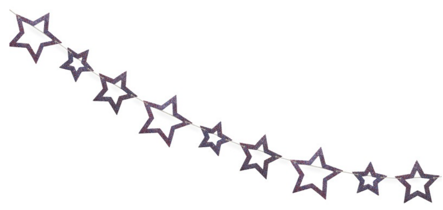 Patriotic Glitter Star Garland 6ft