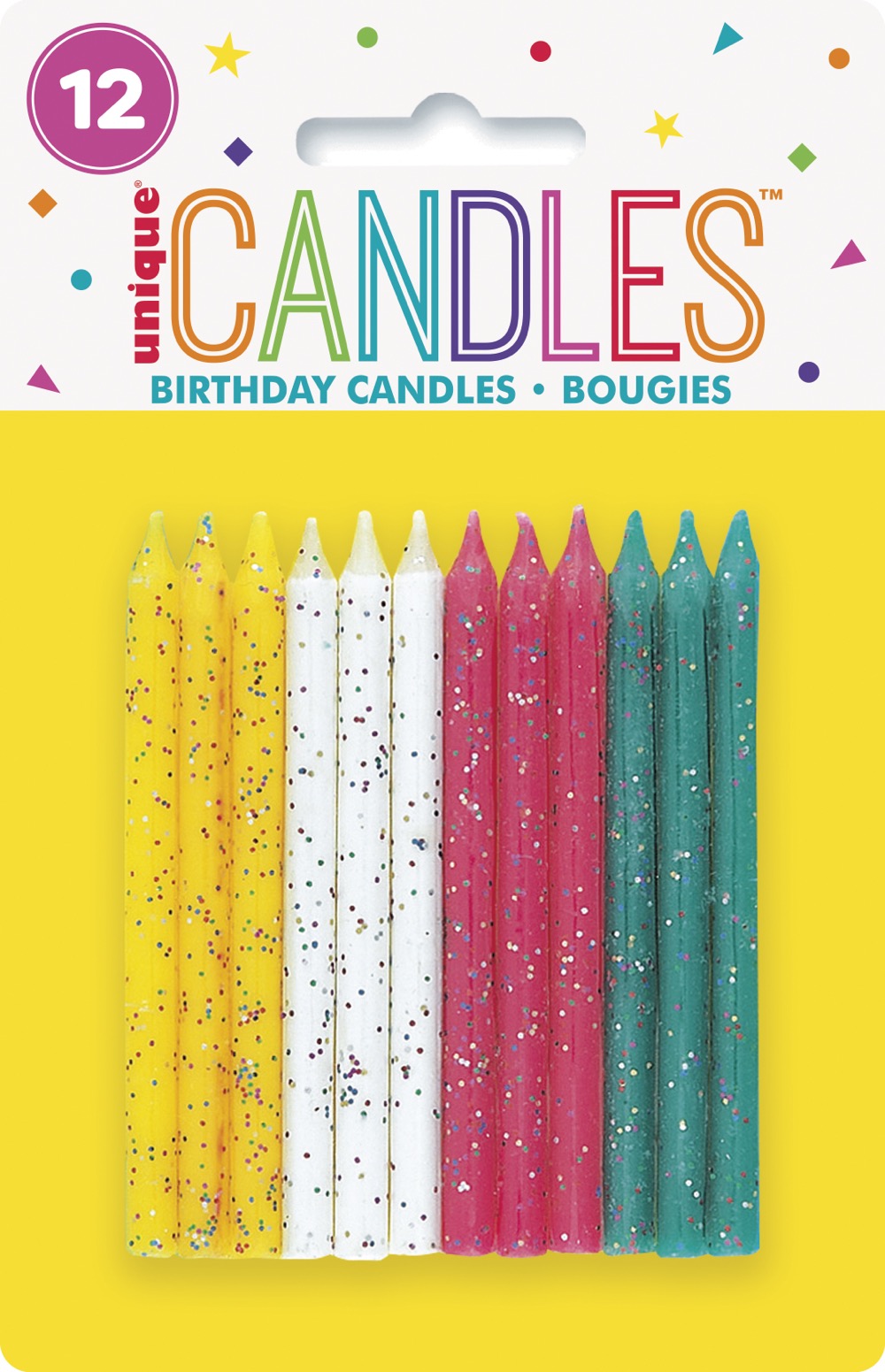 Multicolor Glitter Birthday Candles 12ct