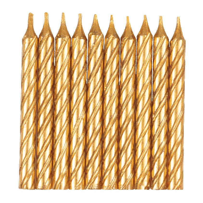 Gold Spiral Birthday Candles 10ct